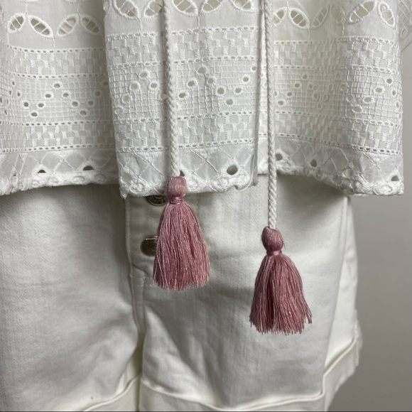 NWT REBECCA MINKOFF Caro Eyelet Ruffle Top White M - Picture 3 of 10